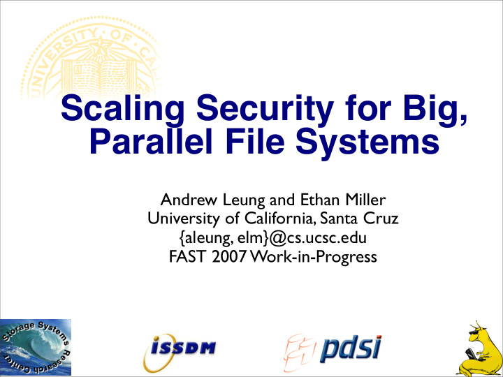 scaling security for big parallel file systems