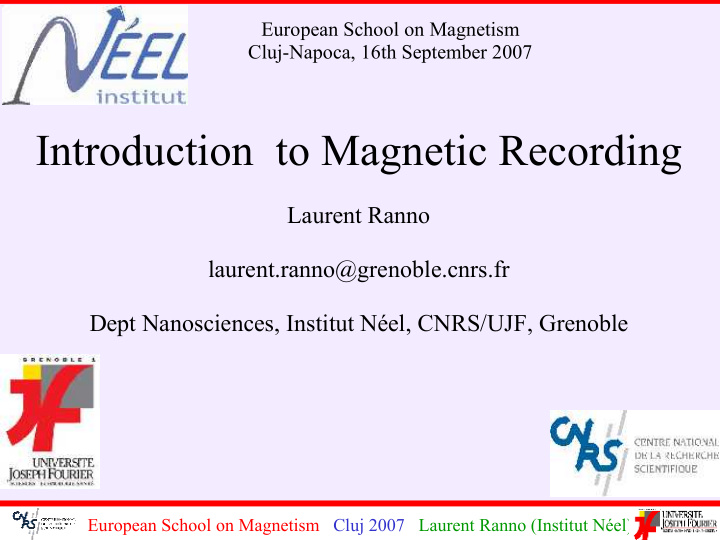 introduction to magnetic recording