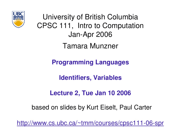 university of british columbia cpsc 111 intro to