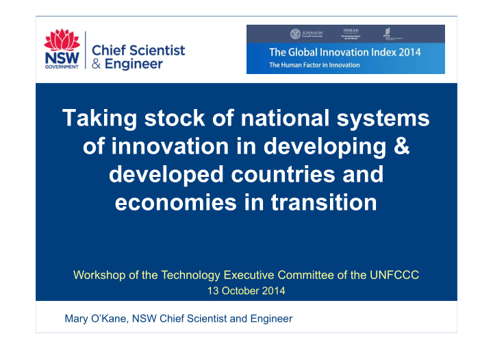 taking stock of national systems of innovation in