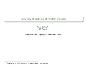 Local law of addition of random matrices Kevin Schnelli 1  IST Austria  Joint work with Zhigang Bao