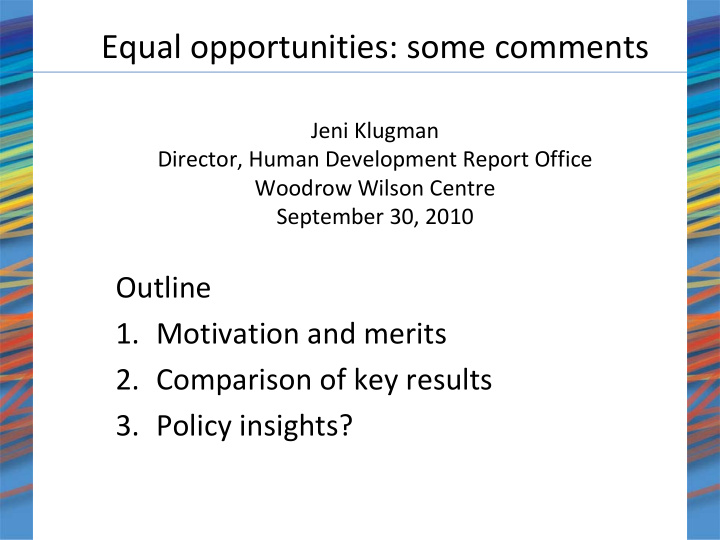 equal opportunities some comments jeni klugman director