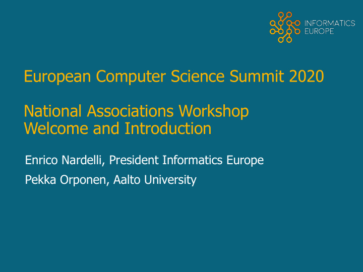 european computer science summit 2020 national