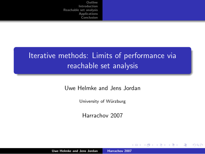 iterative methods limits of performance via reachable set