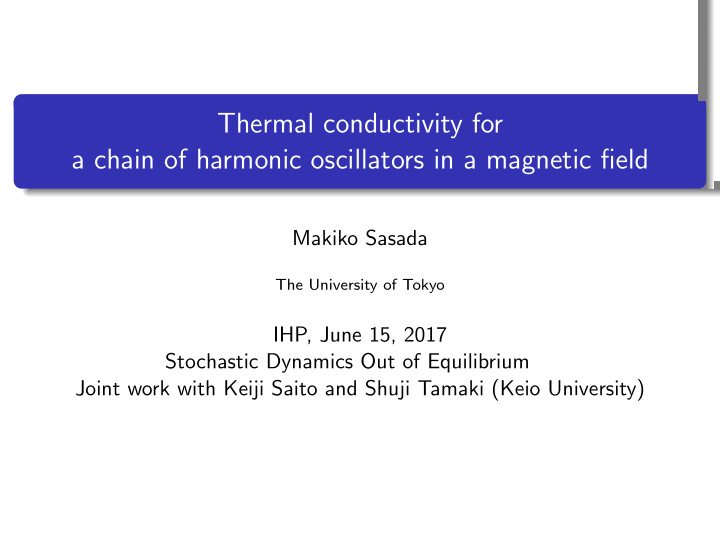 thermal conductivity for a chain of harmonic oscillators