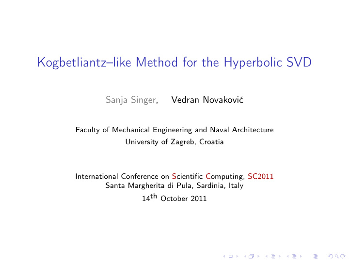 kogbetliantz like method for the hyperbolic svd