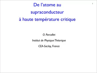 De latome au  1  supraconducteur   haute temprature critique  O. Parcollet  Institut de