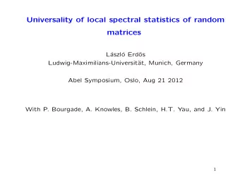 Universality of local spectral statistics of random  matrices  L  aszl  o Erd  os