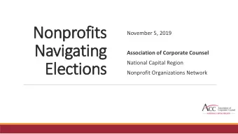 Nonprofits  November 5, 2019  Navigating  Association of Corporate Counsel  National Capital Region