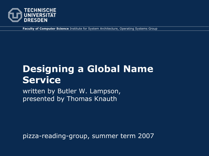 designing a global name service