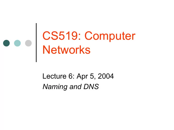 cs519 computer networks