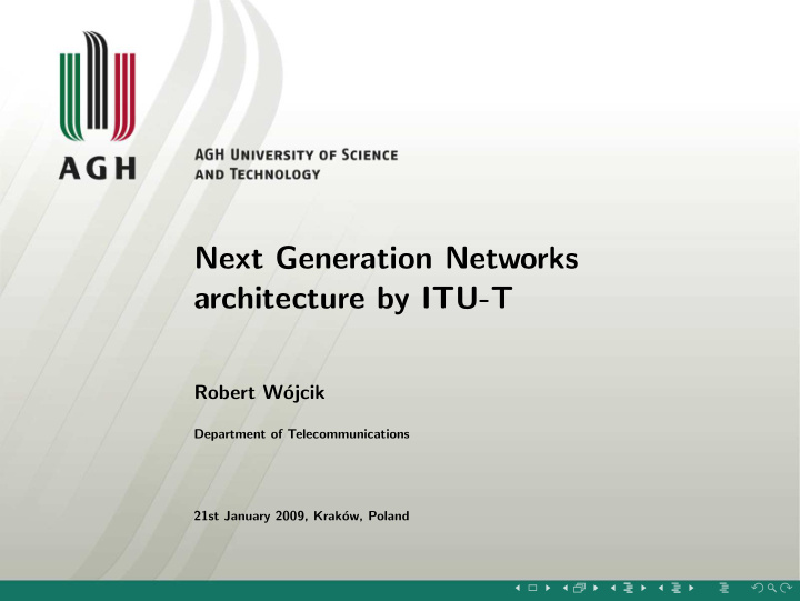 next generation networks architecture by itu t