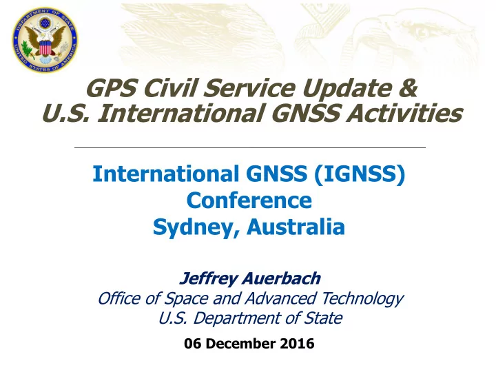u s international gnss activities