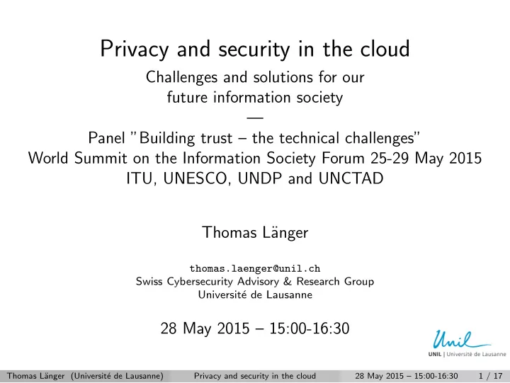 privacy and security in the cloud