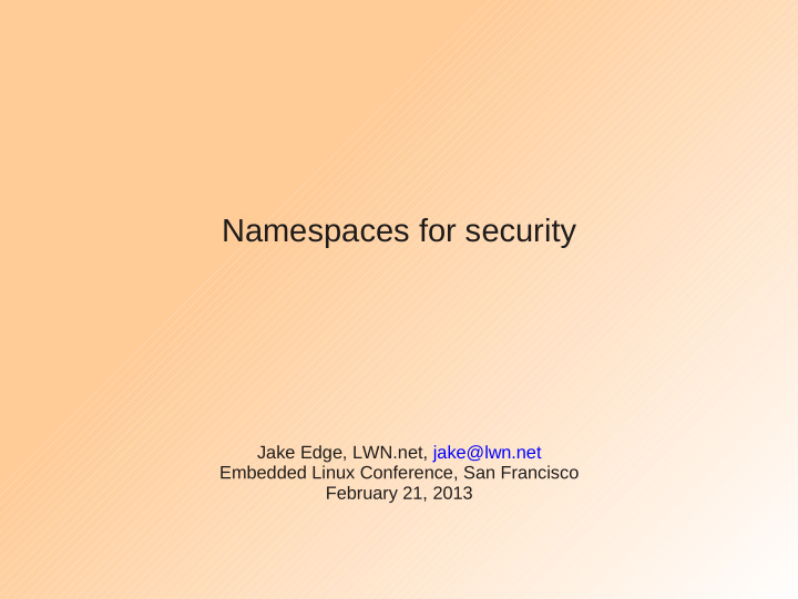 namespaces for security