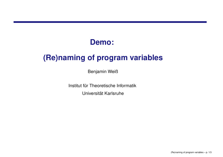 demo re naming of program variables