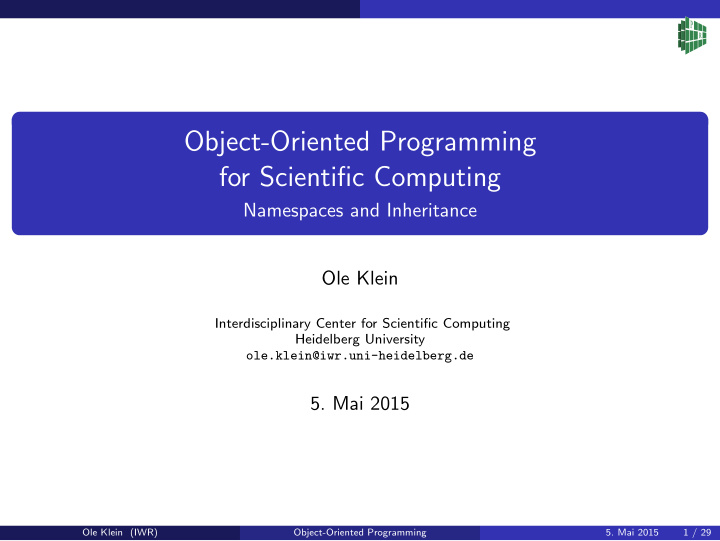 object oriented programming for scientific computing