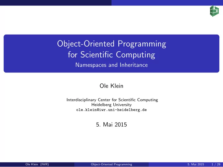 object oriented programming for scientific computing