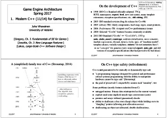 On the development of C++  On the development of C++ Practice and Experience, Feb,  Game Engine