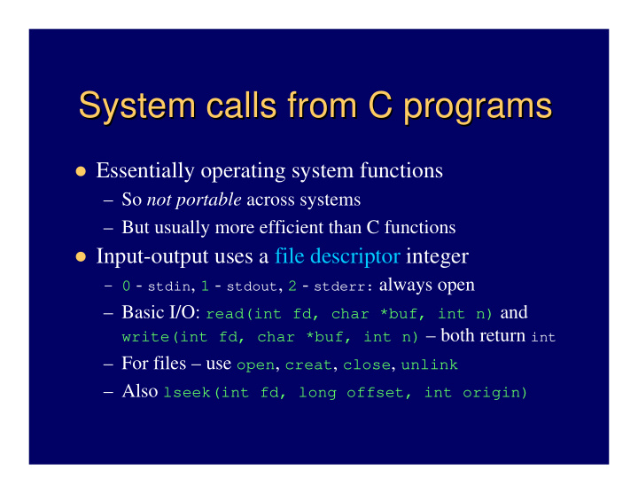 system calls from c programs system calls from c programs