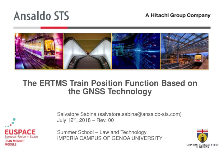 the ertms train position function based on the gnss