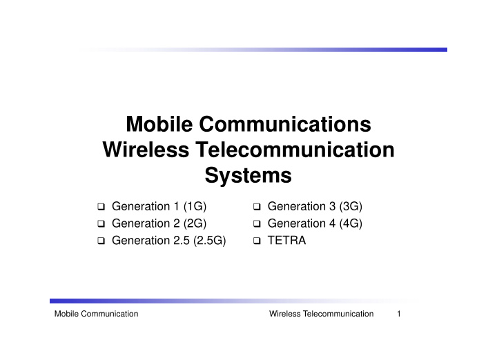 mobile communications wireless telecommunication systems