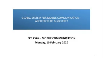 ECE 2526  MOBILE COMMUNICATION  Monday, 10 February 2020  1  SECTION IN  IN THE SYLLABUS