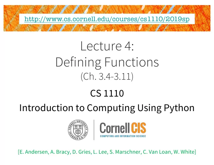 lecture 4 defining functions