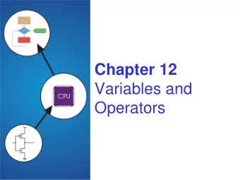 Chapter 12  Variables and  Operators  Basic C Elements  Variables  named, typed data items