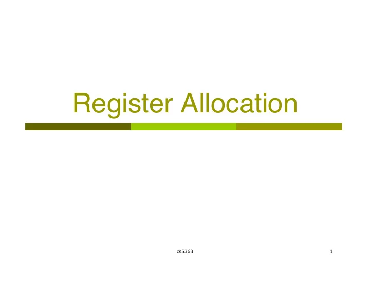 register allocation