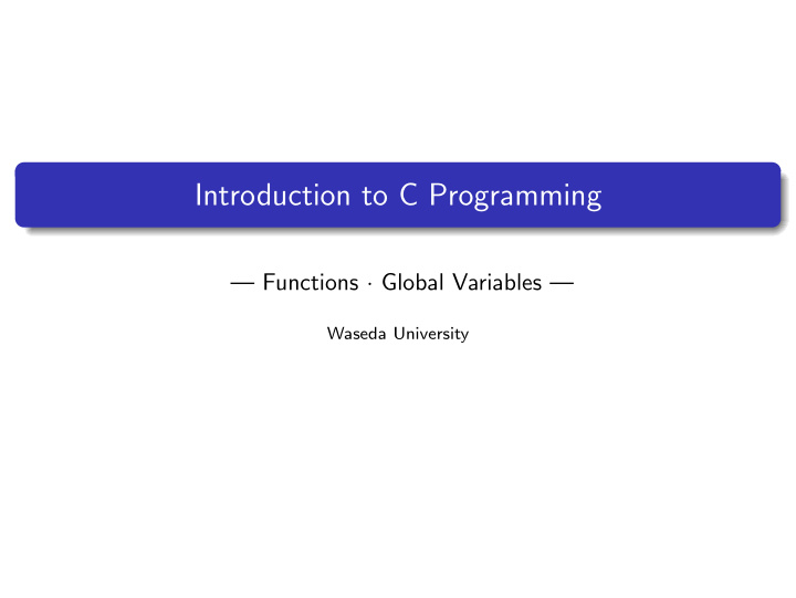 introduction to c programming