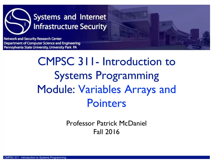cmpsc 311 introduction to systems programming module