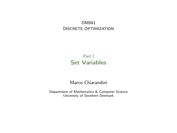 set variables