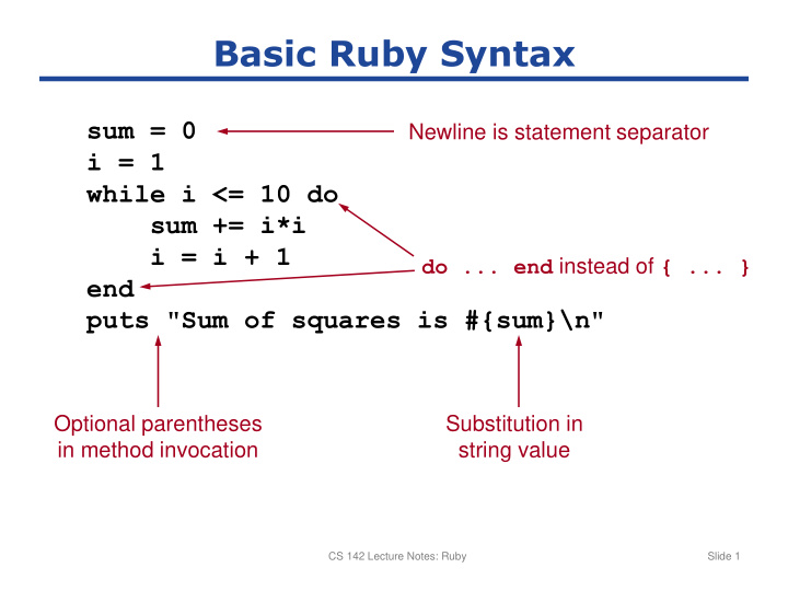 basic ruby syntax