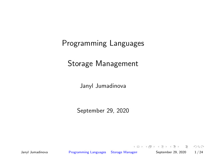 programming languages storage management