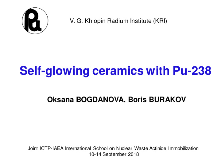 self glowing ceramics with pu 238