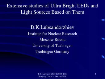 B.K.Lubsandorzhiev  Institute for Nuclear Research  Moscow Russia  University of Tuebingen