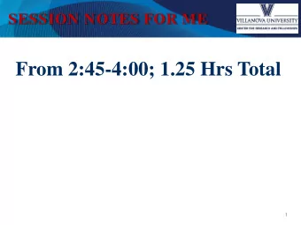 From 2:45-4:00; 1.25 Hrs Total  1 H OW TO G ET &amp; W RITE T HE B EST R ECOMMENDATION L ETTERS M