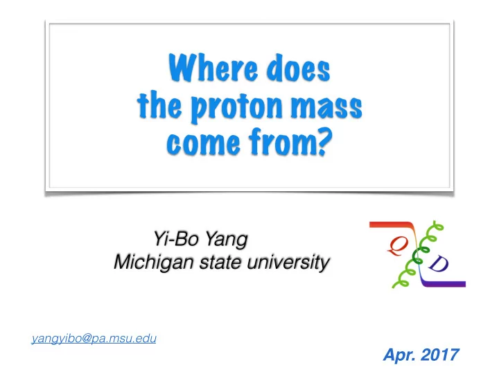 where does the proton mass come from