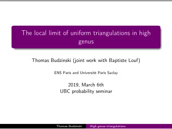 The local limit of uniform triangulations in high  genus  Thomas Budzinski (joint work with