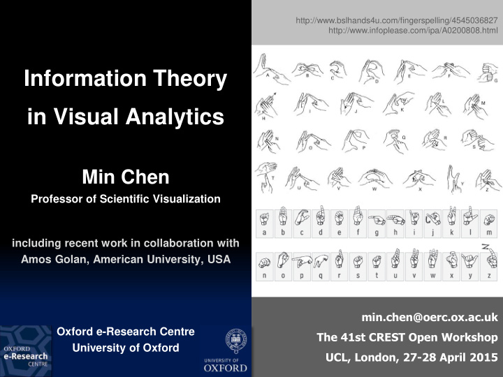 information theory in visual analytics min chen professor