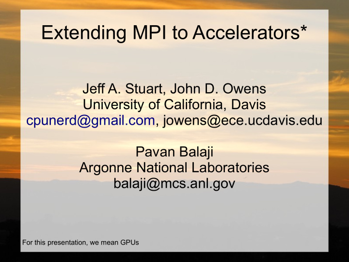 extending mpi to accelerators