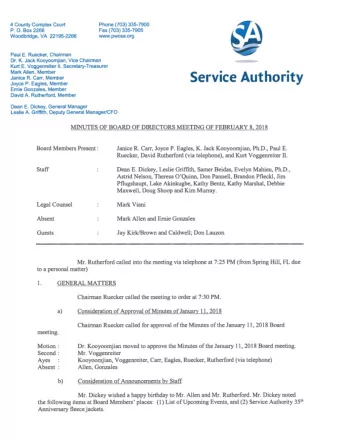 Service Authority Janice R. Carr, Member  Joyce P. Eagles, Member  Ernie Gonzales, Member  David A.