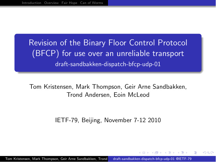 revision of the binary floor control protocol bfcp for
