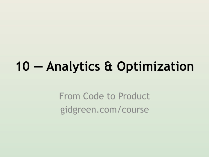 10 analytics optimization