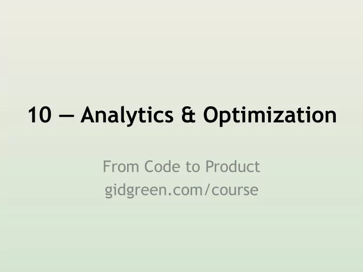 10 analytics optimization