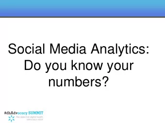 Social Media Analytics:  Do you know your  numbers?  Quick Intro  Cody Damon, President of Media