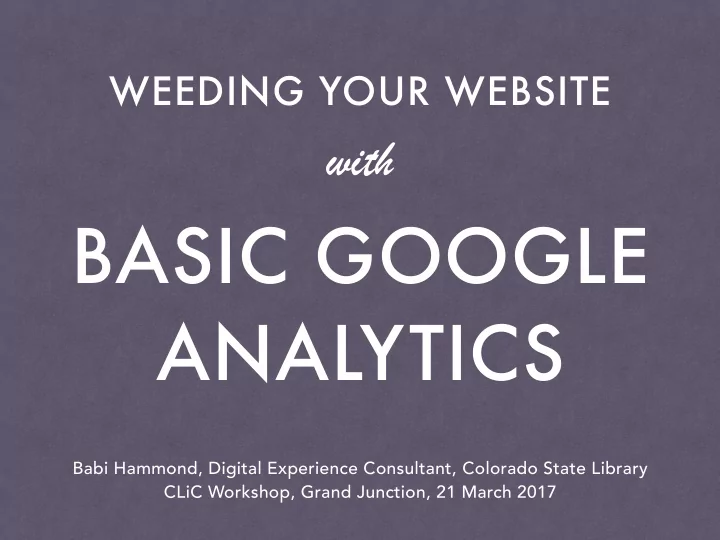 basic google analytics