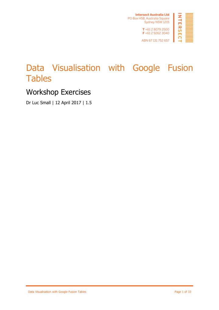 data visualisation with google fusion tables