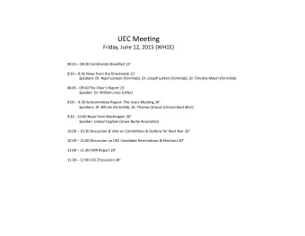 UEC&amp;Mee,ng&amp;  Friday,&amp;June&amp;12,&amp;2015&amp;(WH1E)&amp;